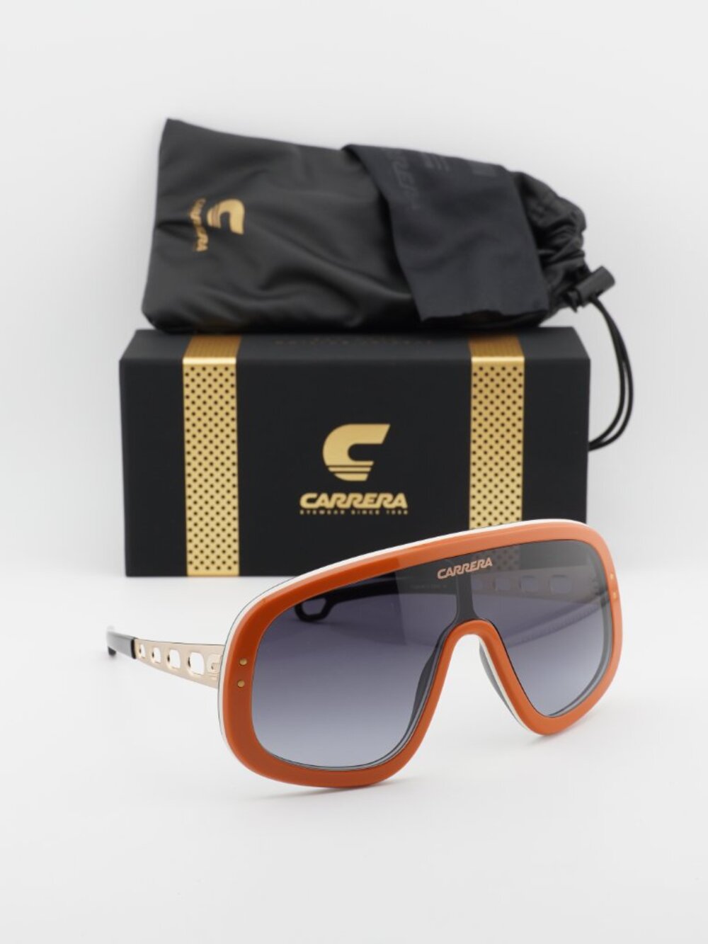 Carrera FLAGLAB 17 0C3E 9O Shield Sunglasses - Orange / Grey